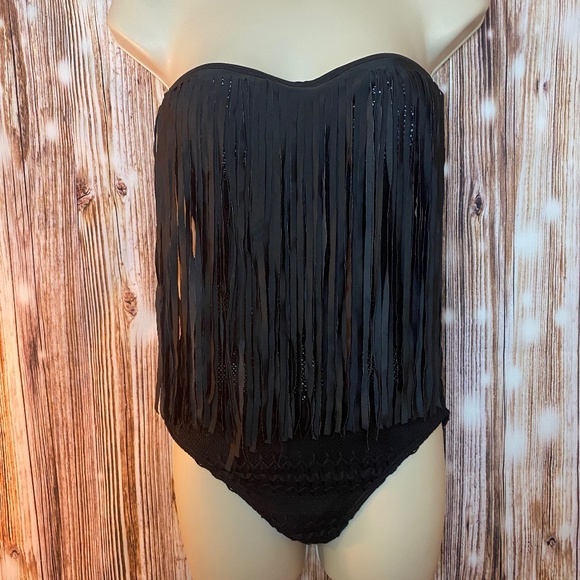 Swim Fringe Bandeau One Piece Padded Swimsuit Poshmark